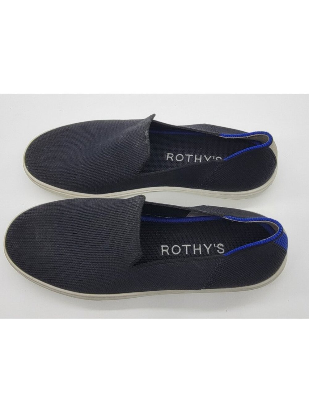 Rothy's The Original Womens Size 8.5 Black Blue Classic Comfort Slip On Shoes - Picture 4 of 8